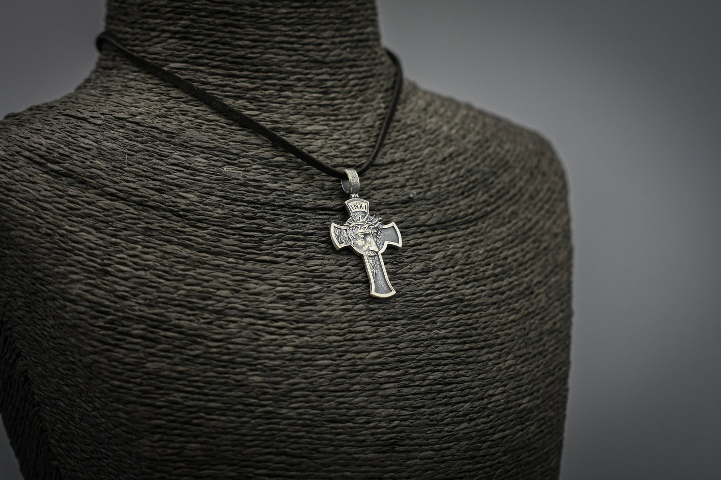 INRI Jesus Crucifix Necklace, Sterling silver cross pendant