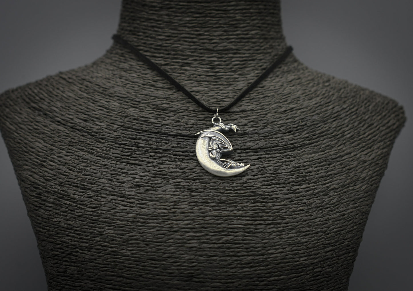 Sterling Silver Moon Dragon Pendant