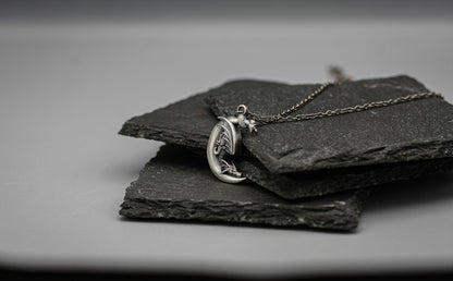 Sterling Silver Moon Dragon Pendant