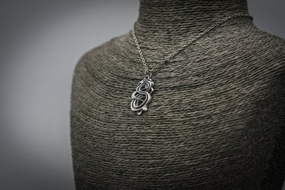 Viking dragon necklace, Silver pendant