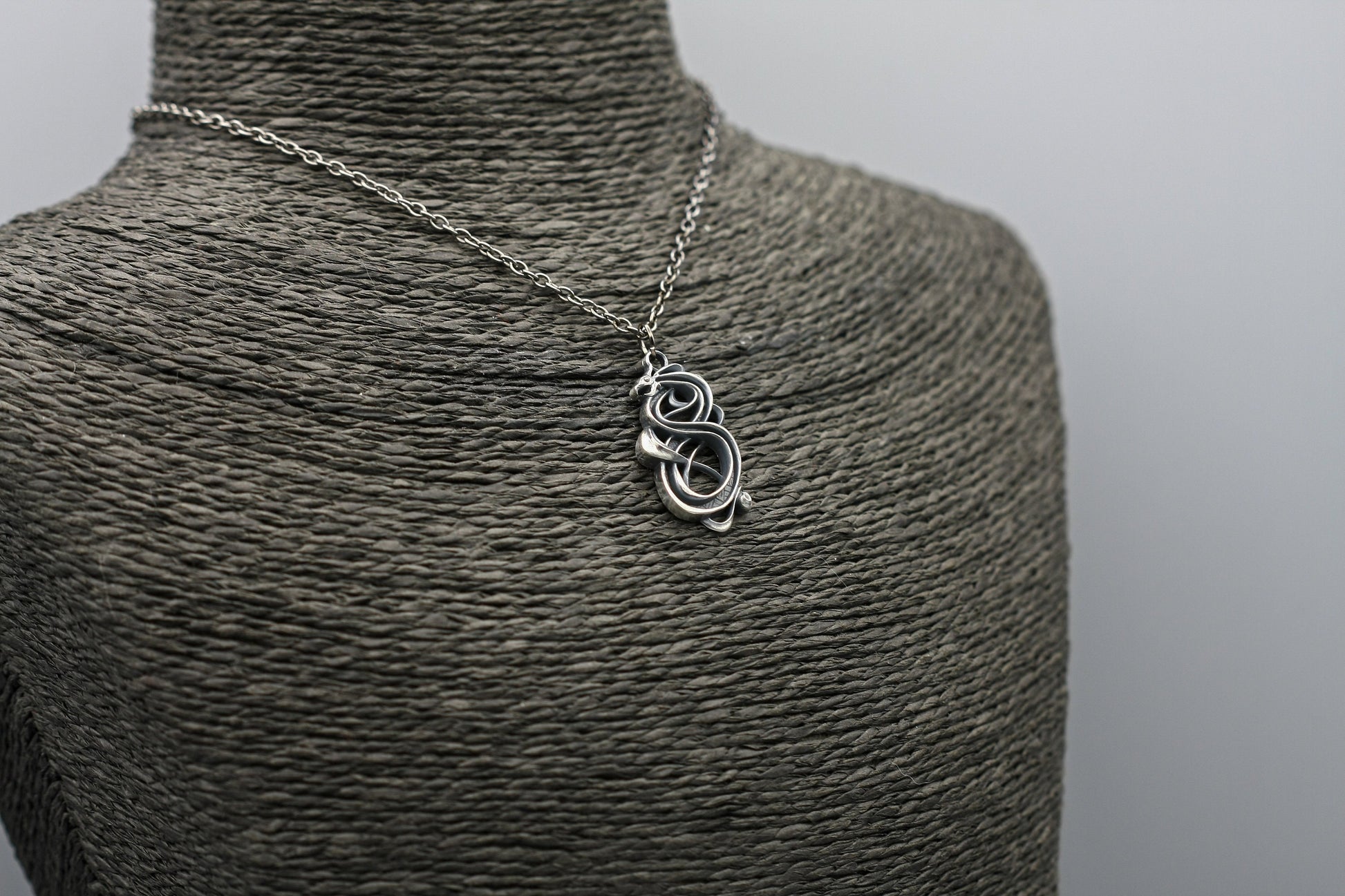 Viking dragon necklace, Silver pendant