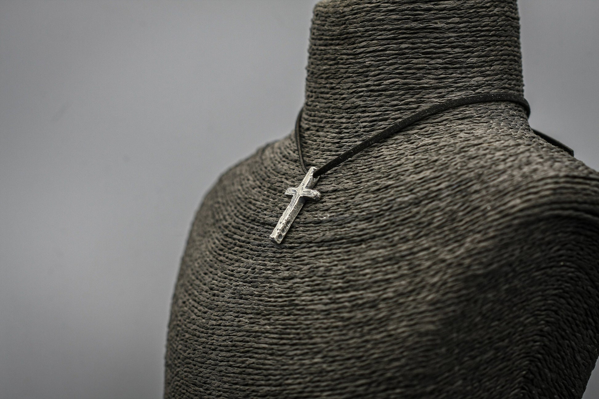 Sterling silver cross, religious pendant, rustic simple cross