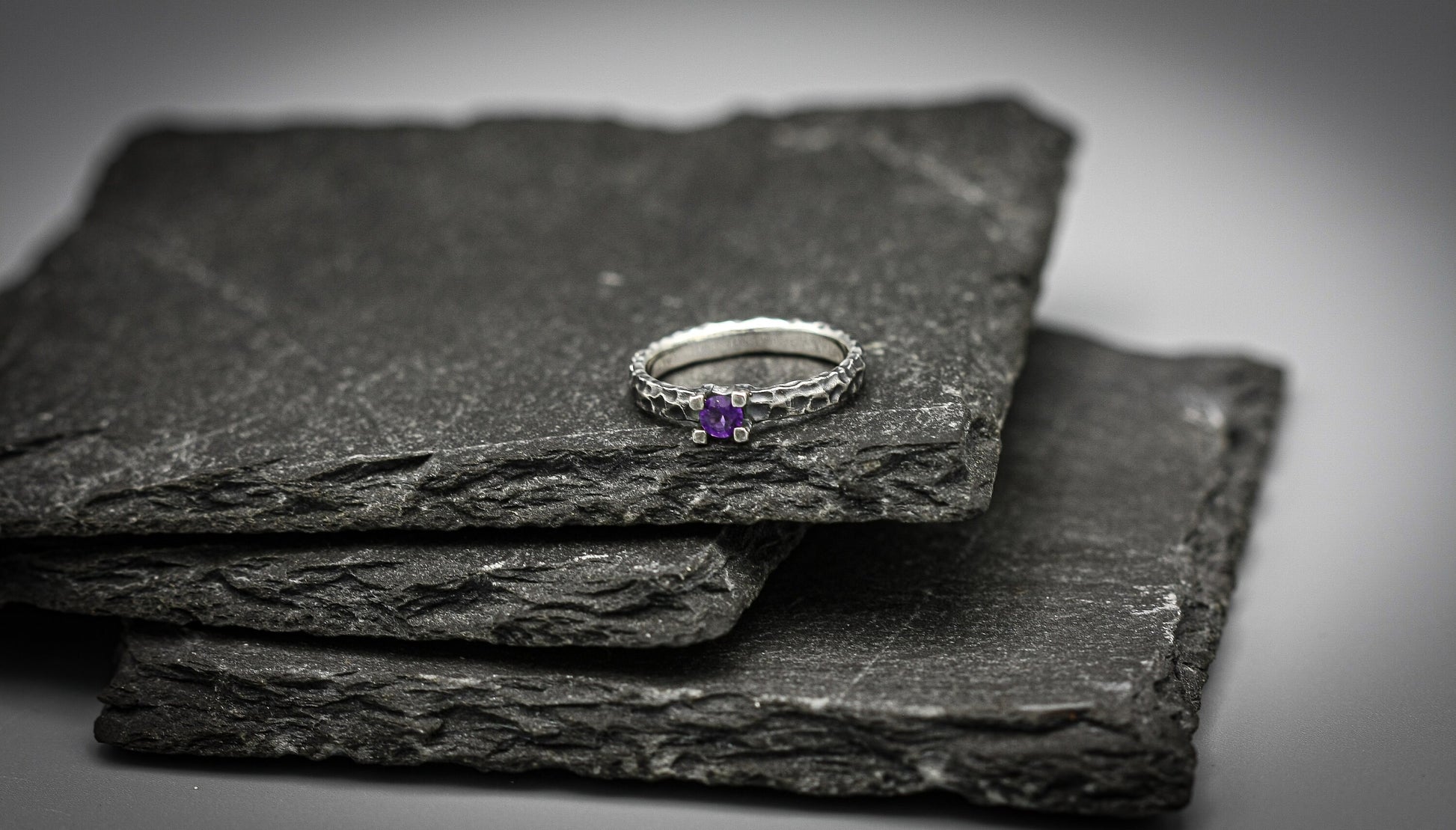 Amethyst ring,unique sterling silver wedding band