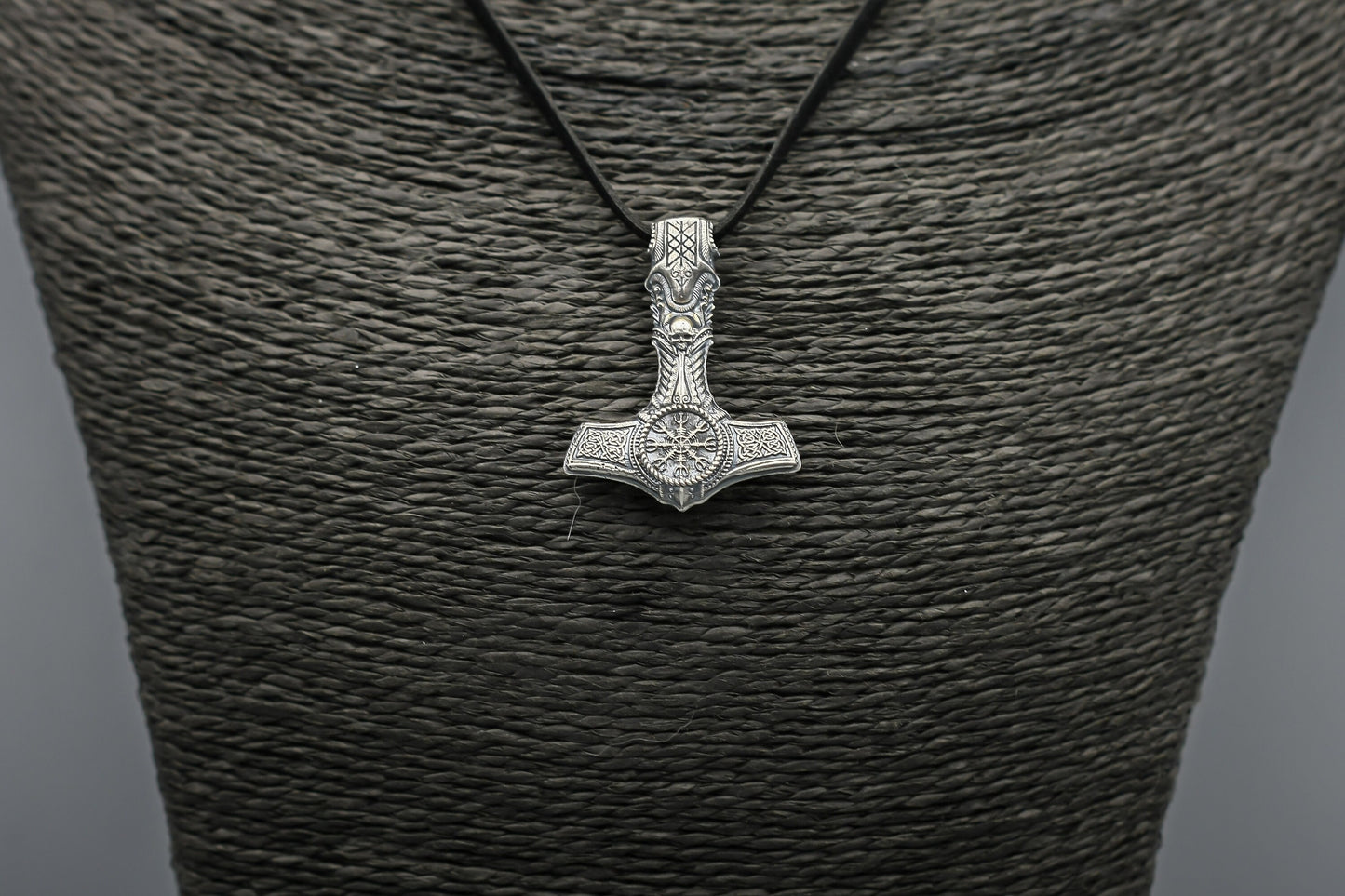 Silver Thor hammer pendant, Viking Mjolnir necklace