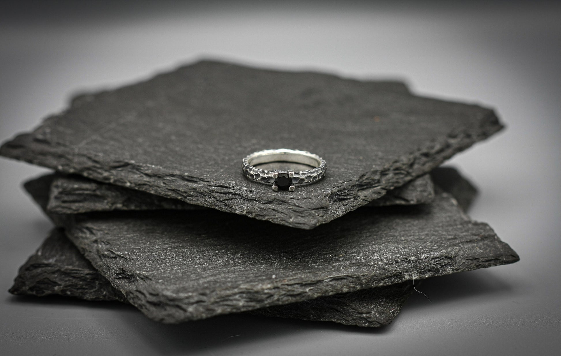 Black onyx ring,unique sterling silver wedding band