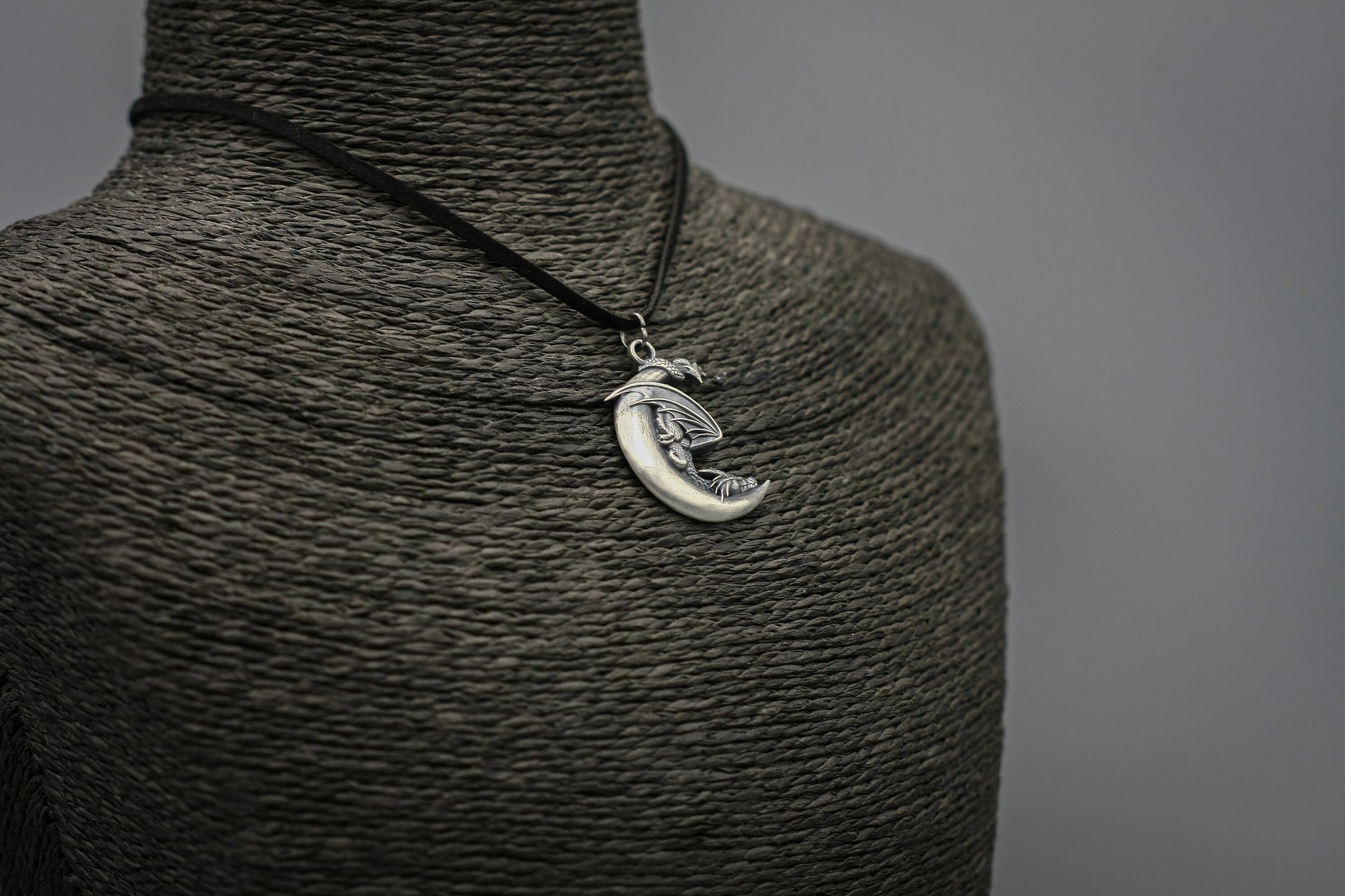 Sterling Silver Moon Dragon Pendant