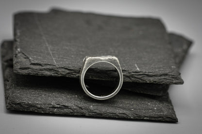 Rough Brutalist silver signet ring