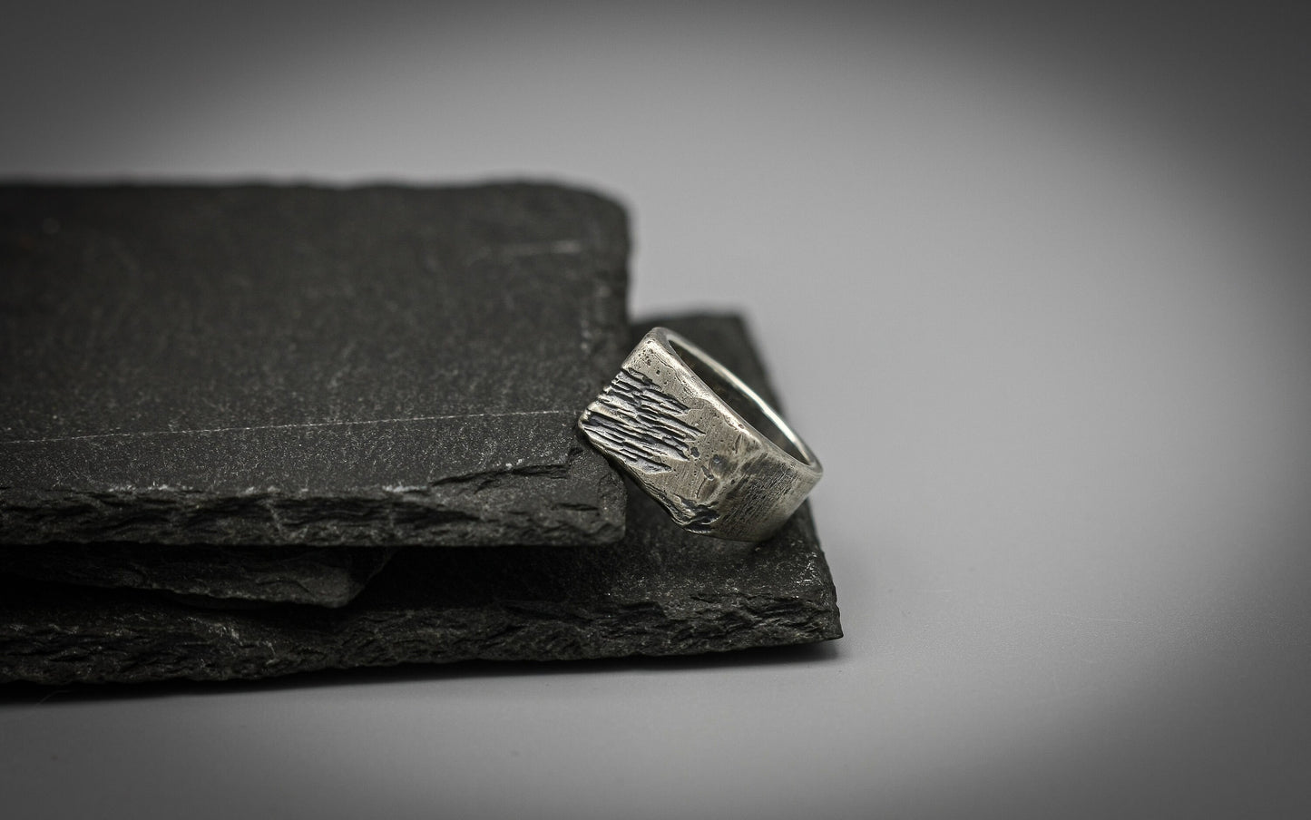 Rough Brutalist silver signet ring