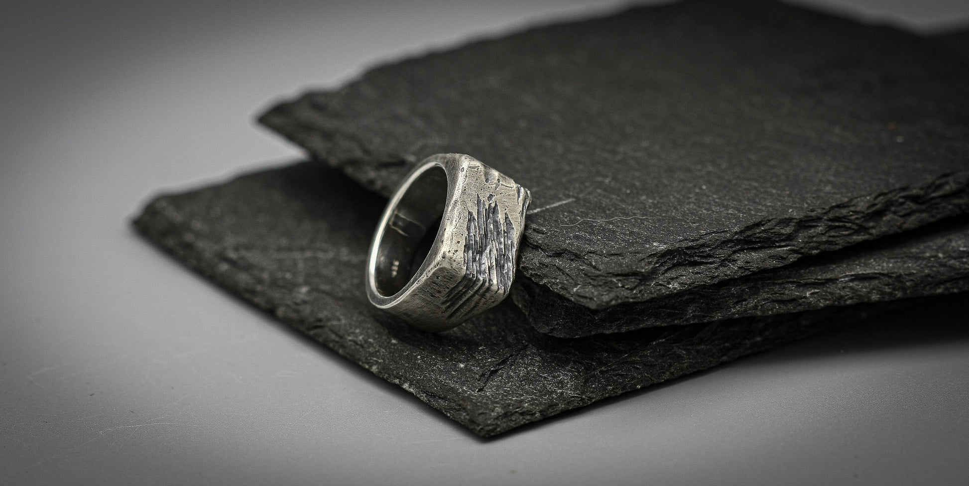 Rough Brutalist silver signet ring