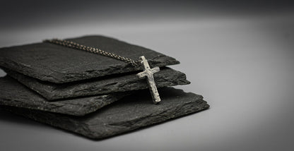 Sterling silver cross, religious pendant, rustic simple cross