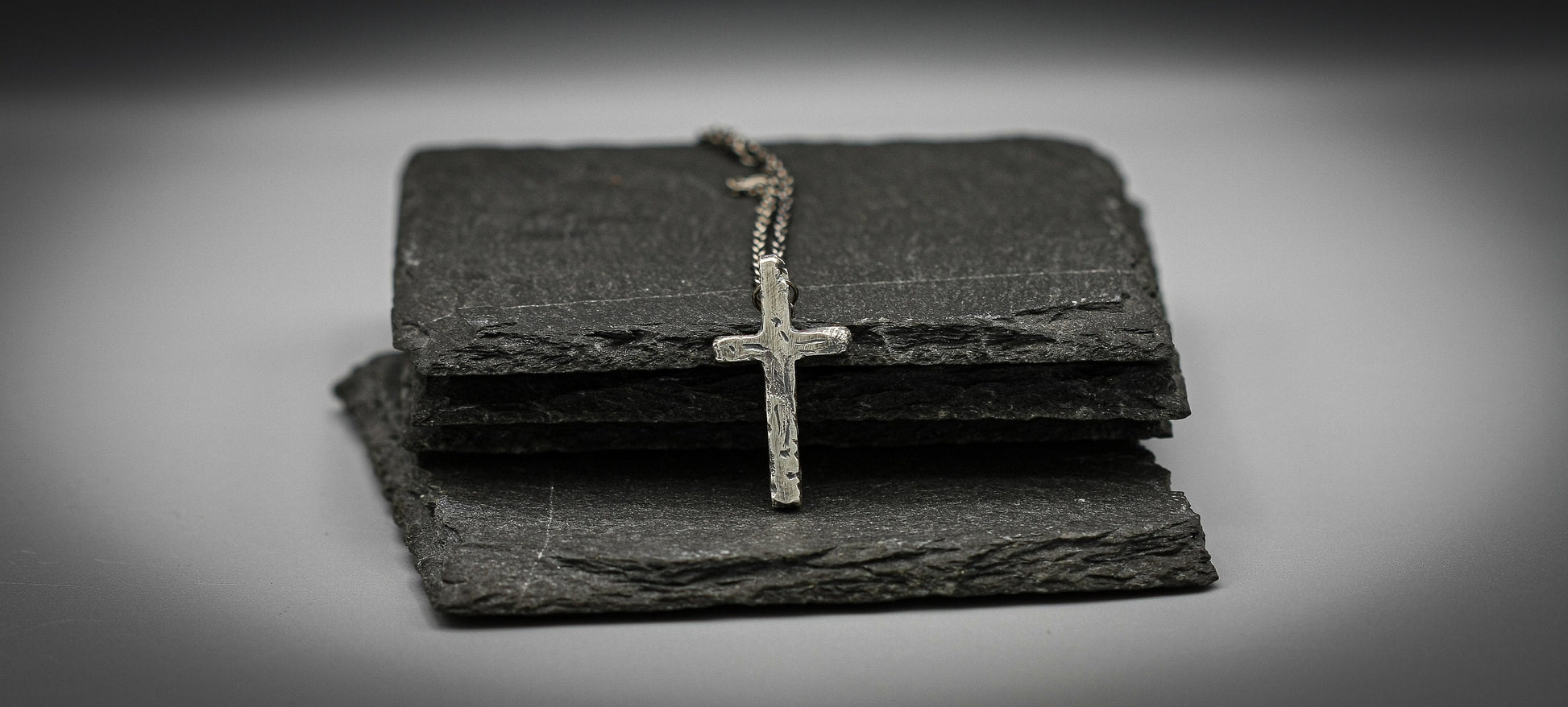 Sterling silver cross, religious pendant, rustic simple cross