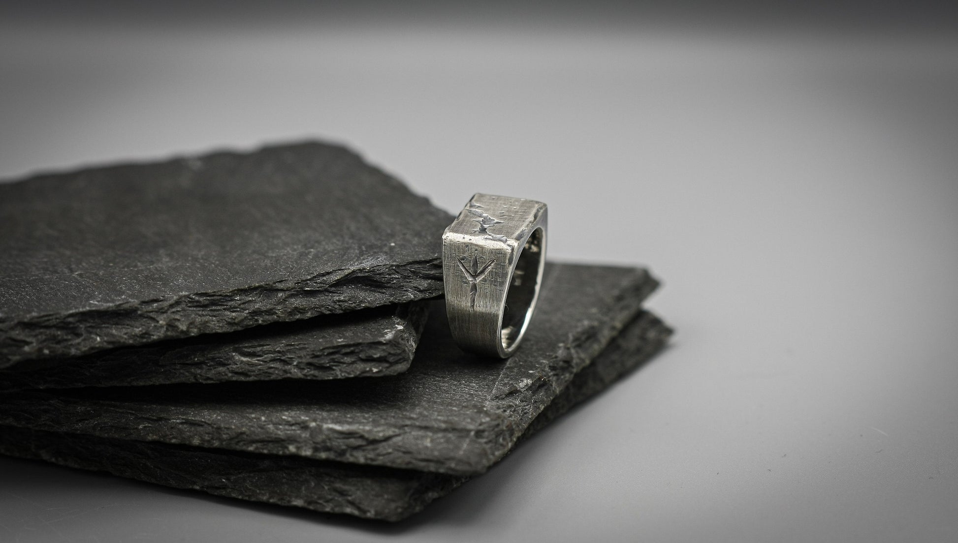 Viking breach rune ring, Sterling silver band, personalised ring