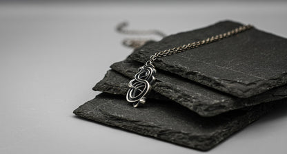 Viking dragon necklace, Silver pendant