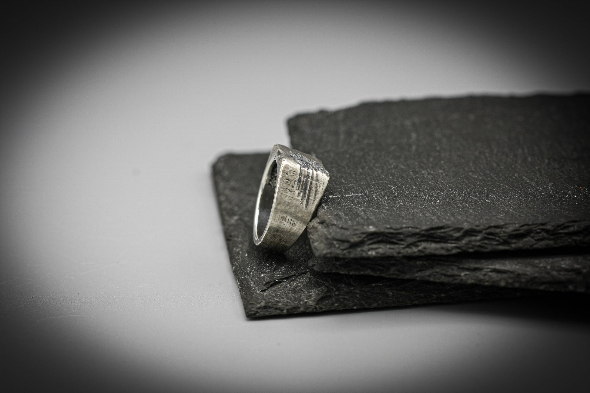 Rough Brutalist silver signet ring