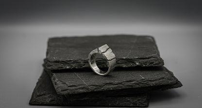 Oxidized Silver bark ring, distressed ring