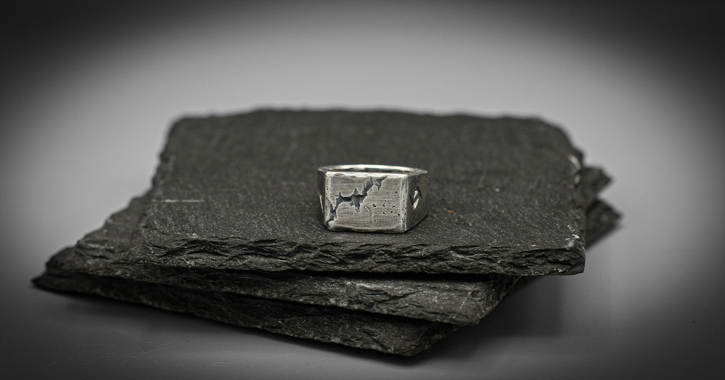 Viking breach rune ring, Sterling silver band, personalised ring