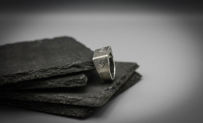 Viking breach rune ring, Sterling silver band, personalised ring