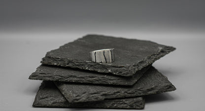 Oxidized Silver bark ring, distressed ring