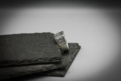 Rough brutalist, silver signet ring