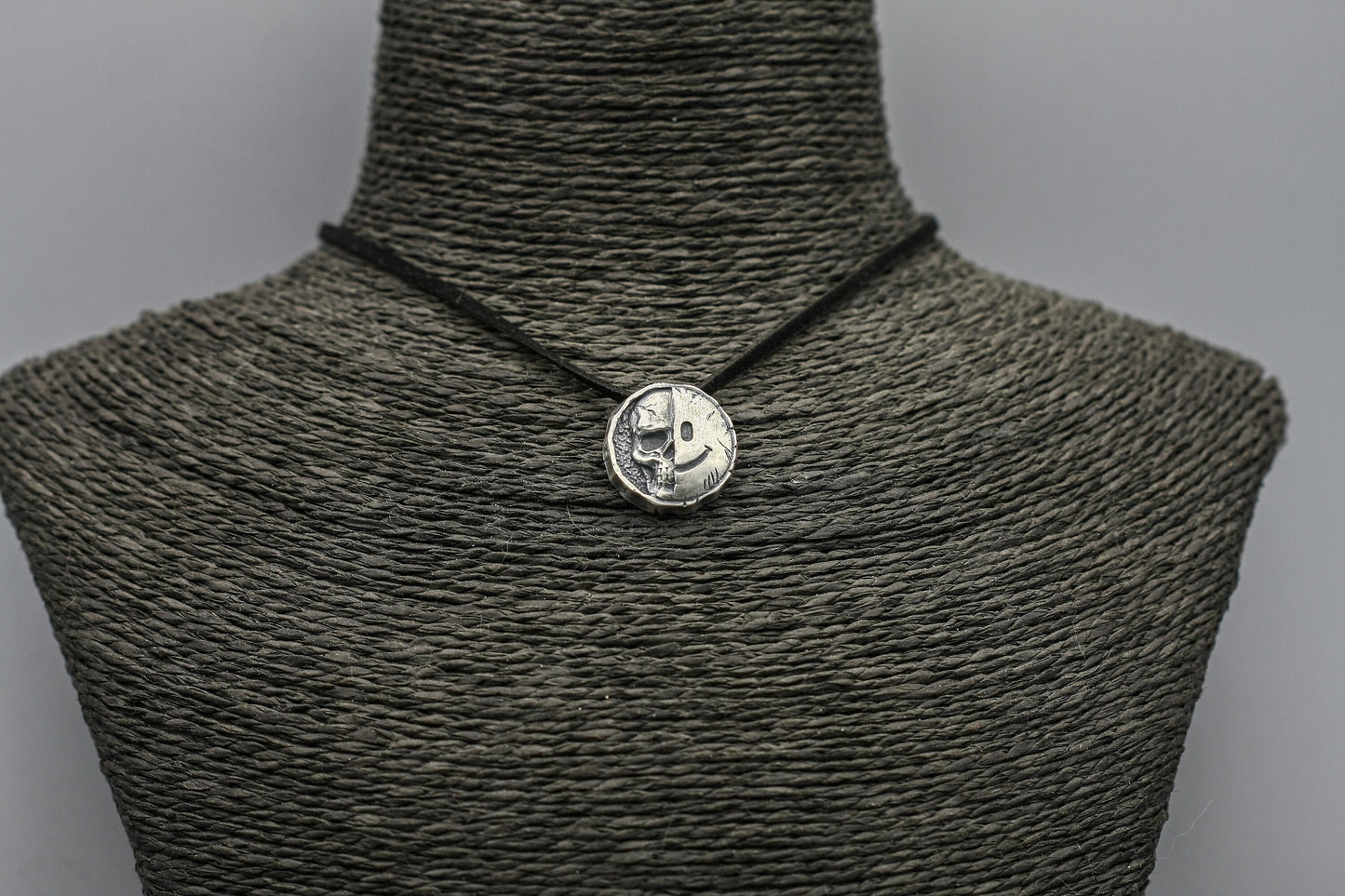 Silver Half Skull Half smile Pendant