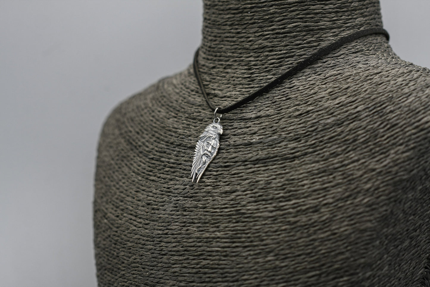 Odin Necklace, Silver Viking Pendant, Scandinavian Eagle