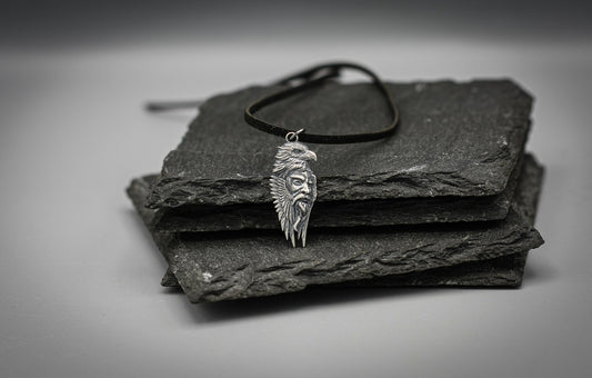 Odin Necklace, Silver Viking Pendant, Scandinavian Eagle