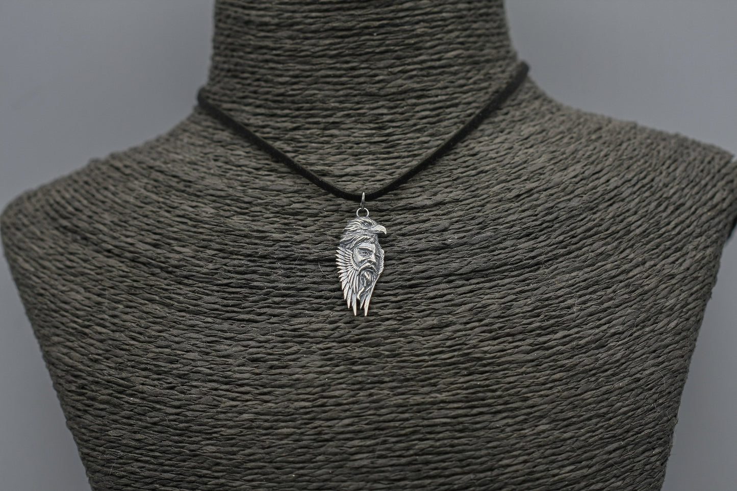 Odin Necklace, Silver Viking Pendant, Scandinavian Eagle