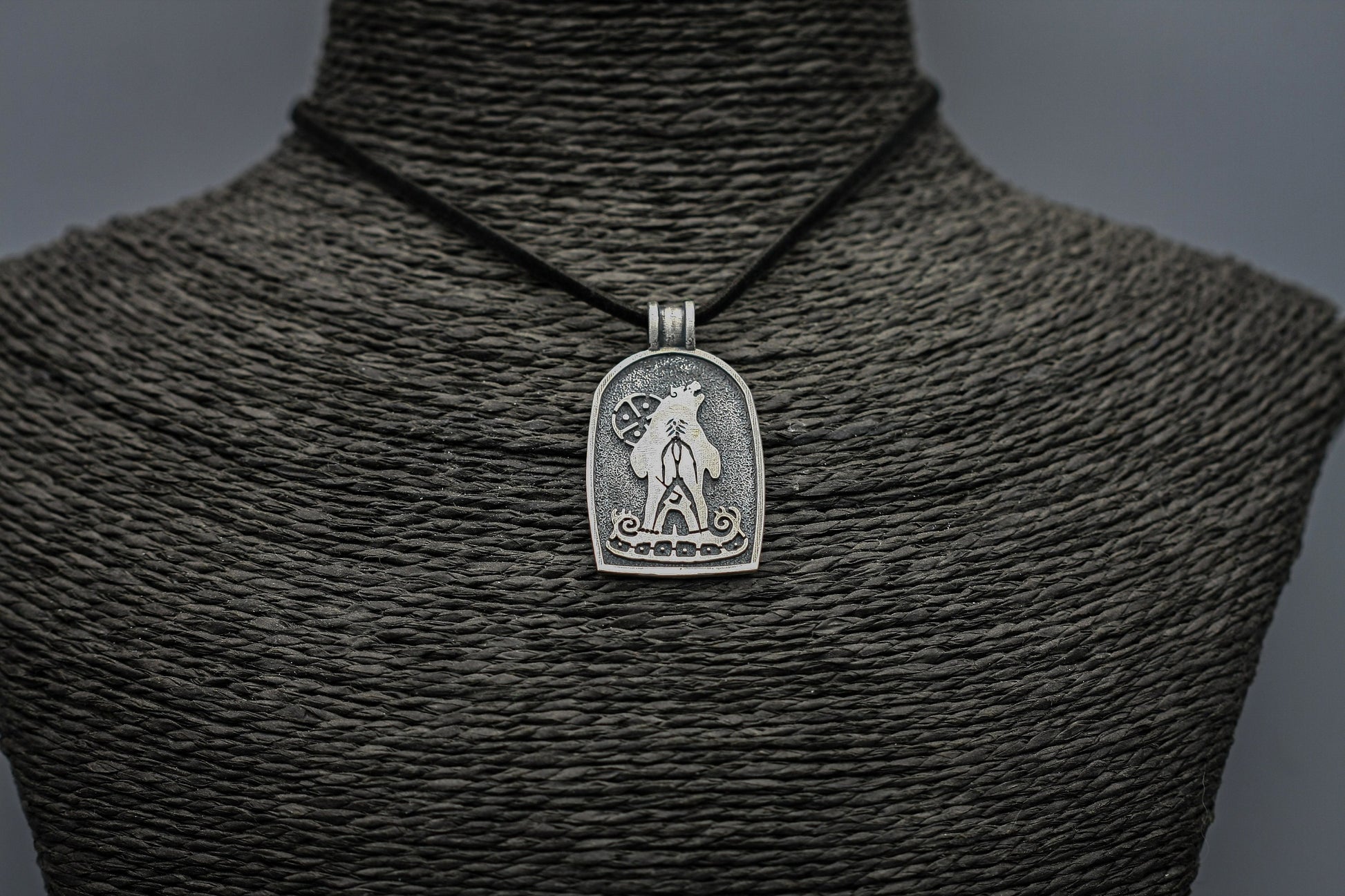 Viking Silver pendant, Bear Drakkar Necklace