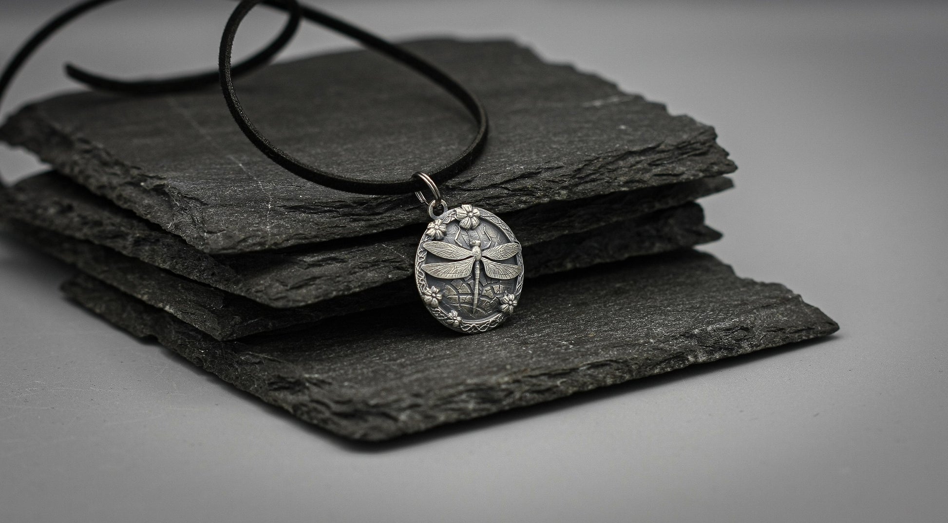 Silver dragonfly necklace