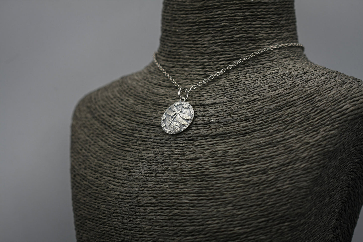 Silver dragonfly necklace