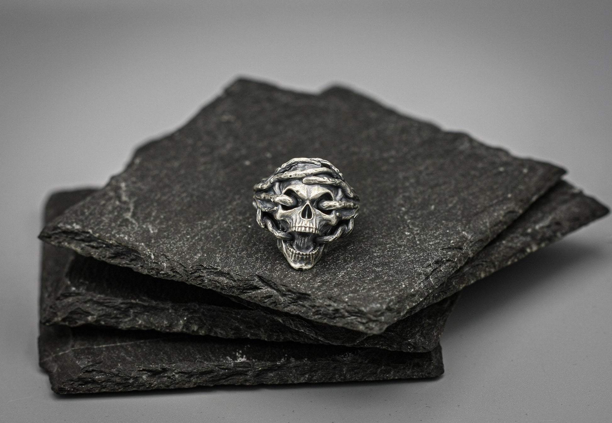 Silver Skull ring, Screaming skull band