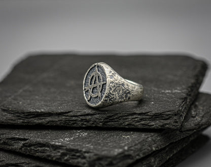 Anarchy silver signet ring