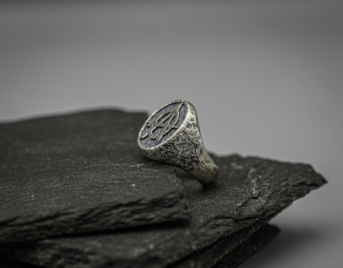 Anarchy silver signet ring