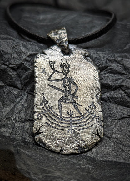 Viking ancient Silver necklace, dog tag pendant