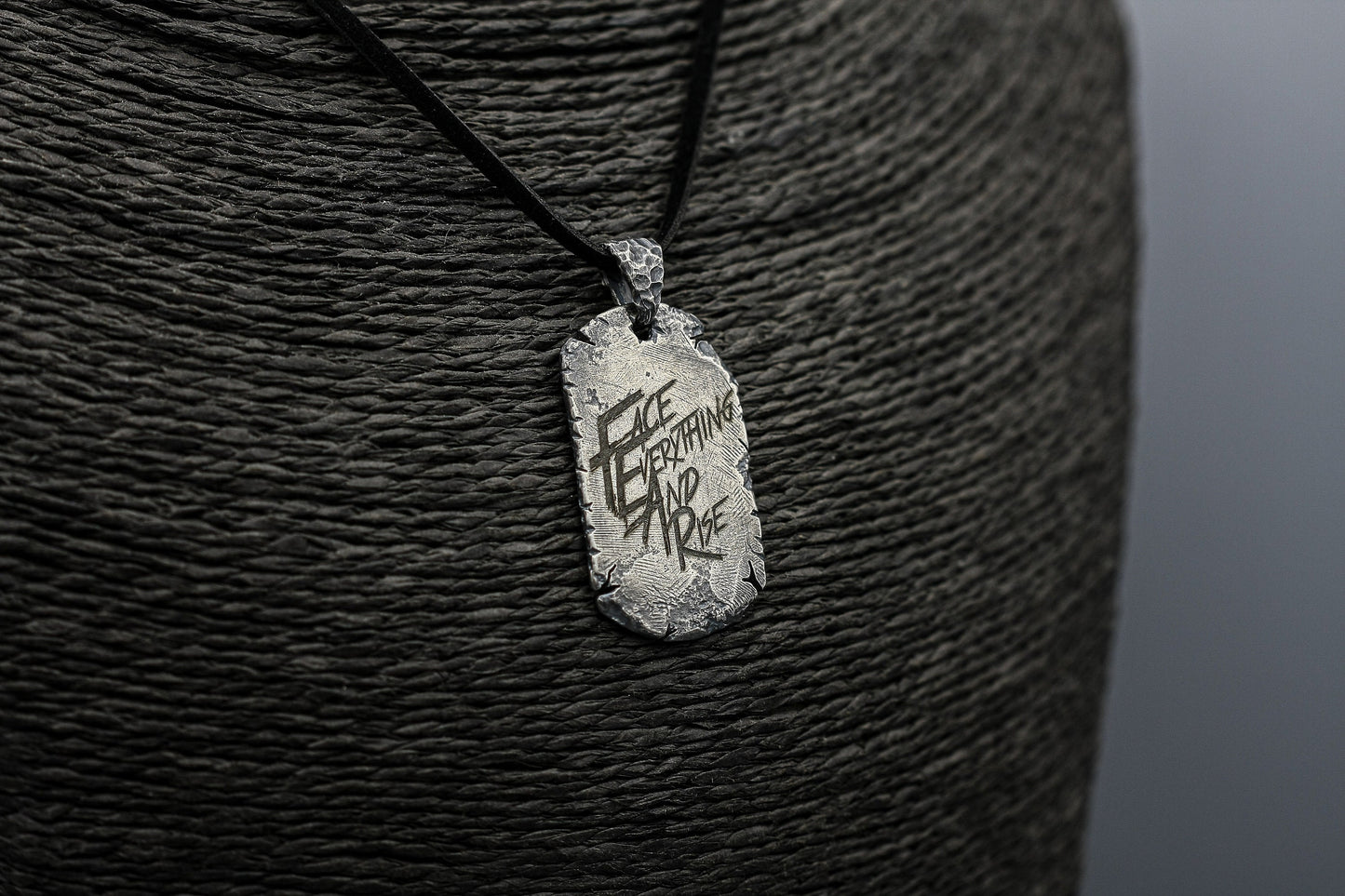 Silver dog tag pendant,FEAR necklace