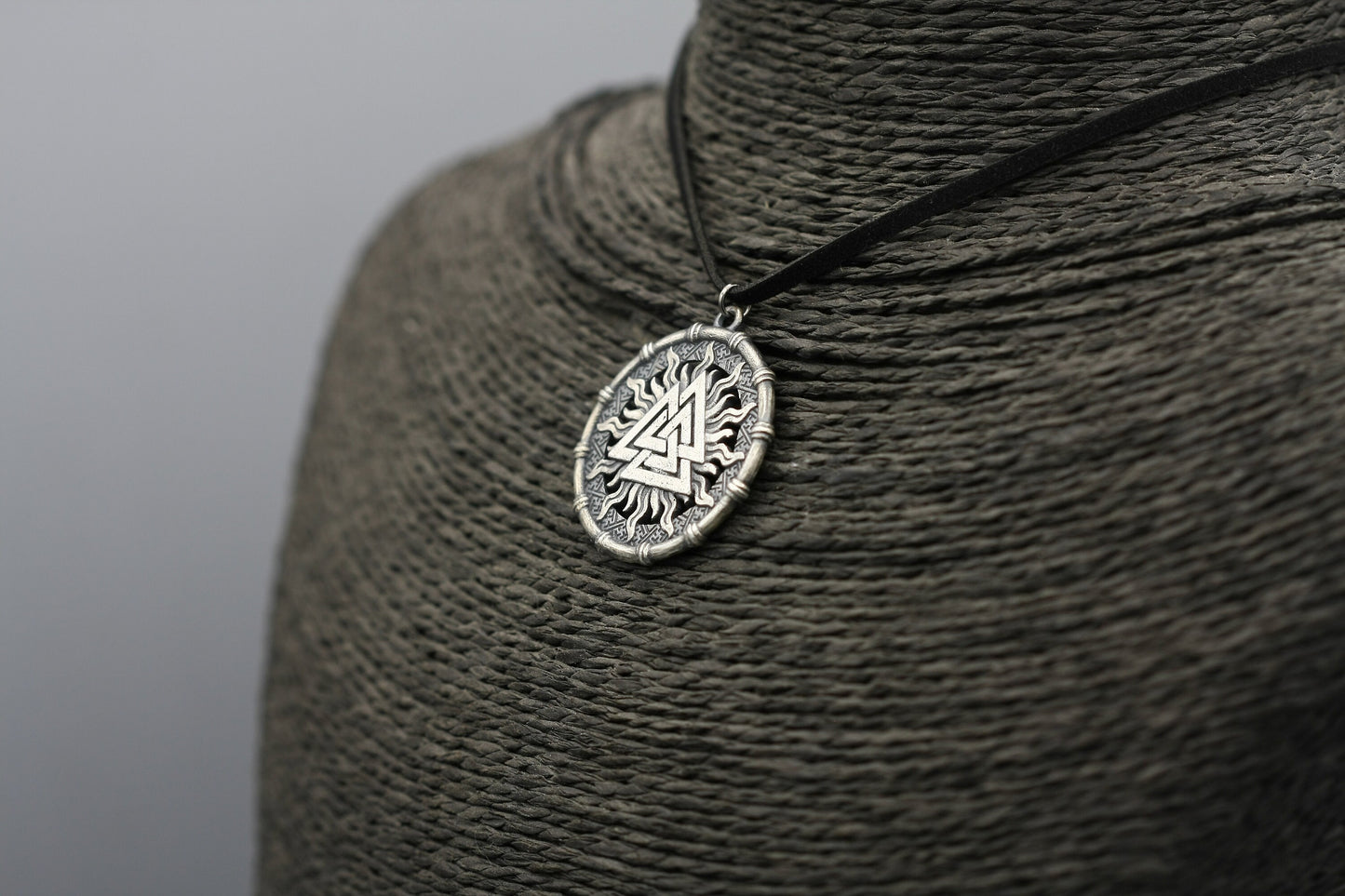 Valknut silver pendant, Viking necklace