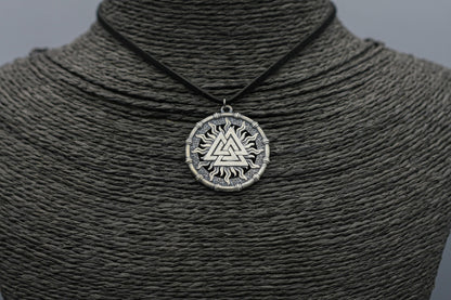 Valknut silver pendant, Viking necklace