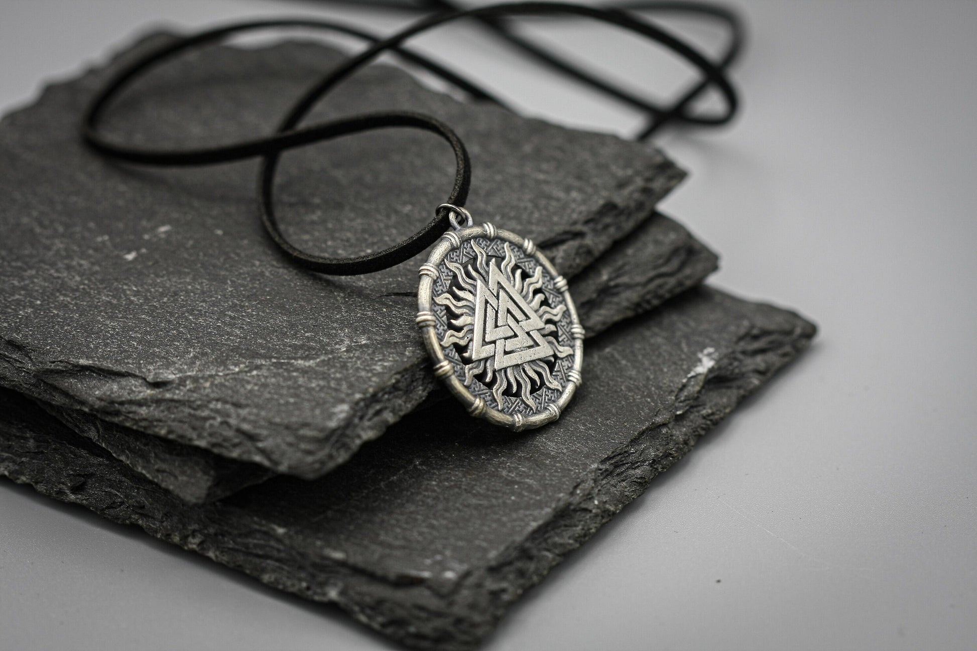 Valknut silver pendant, Viking necklace