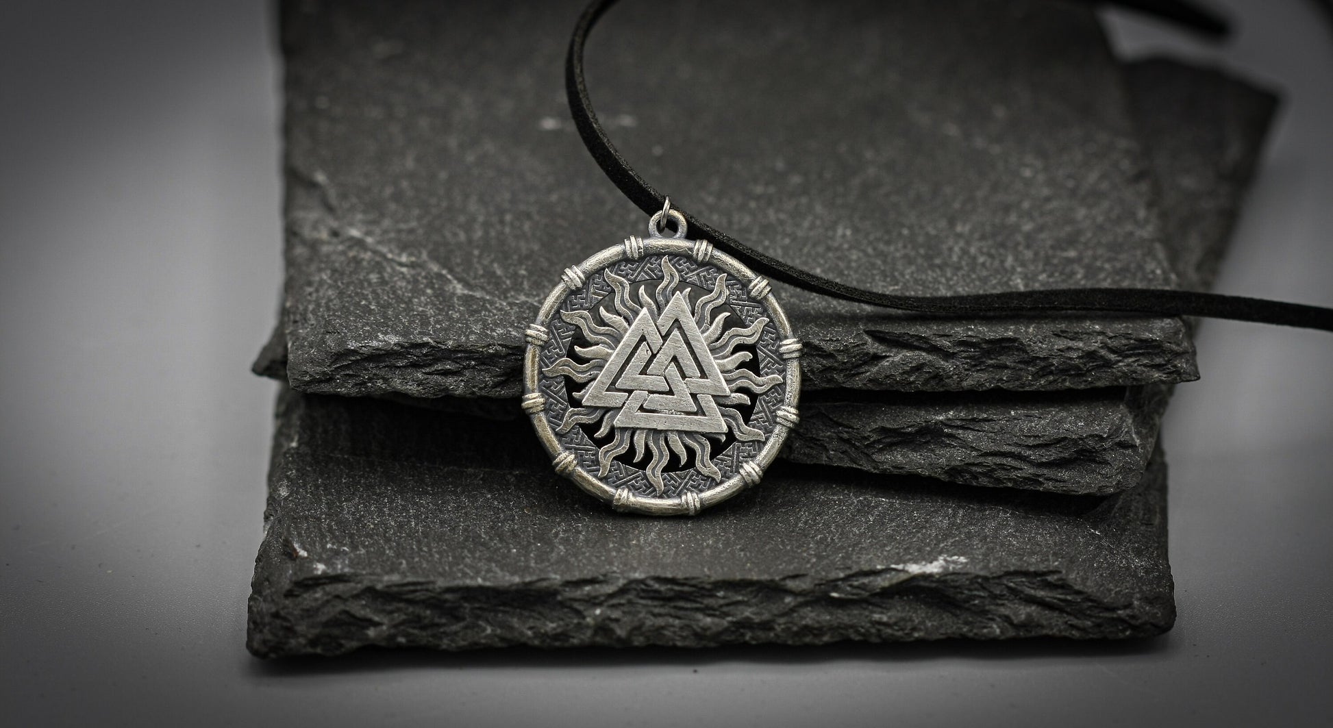 Valknut silver pendant, Viking necklace