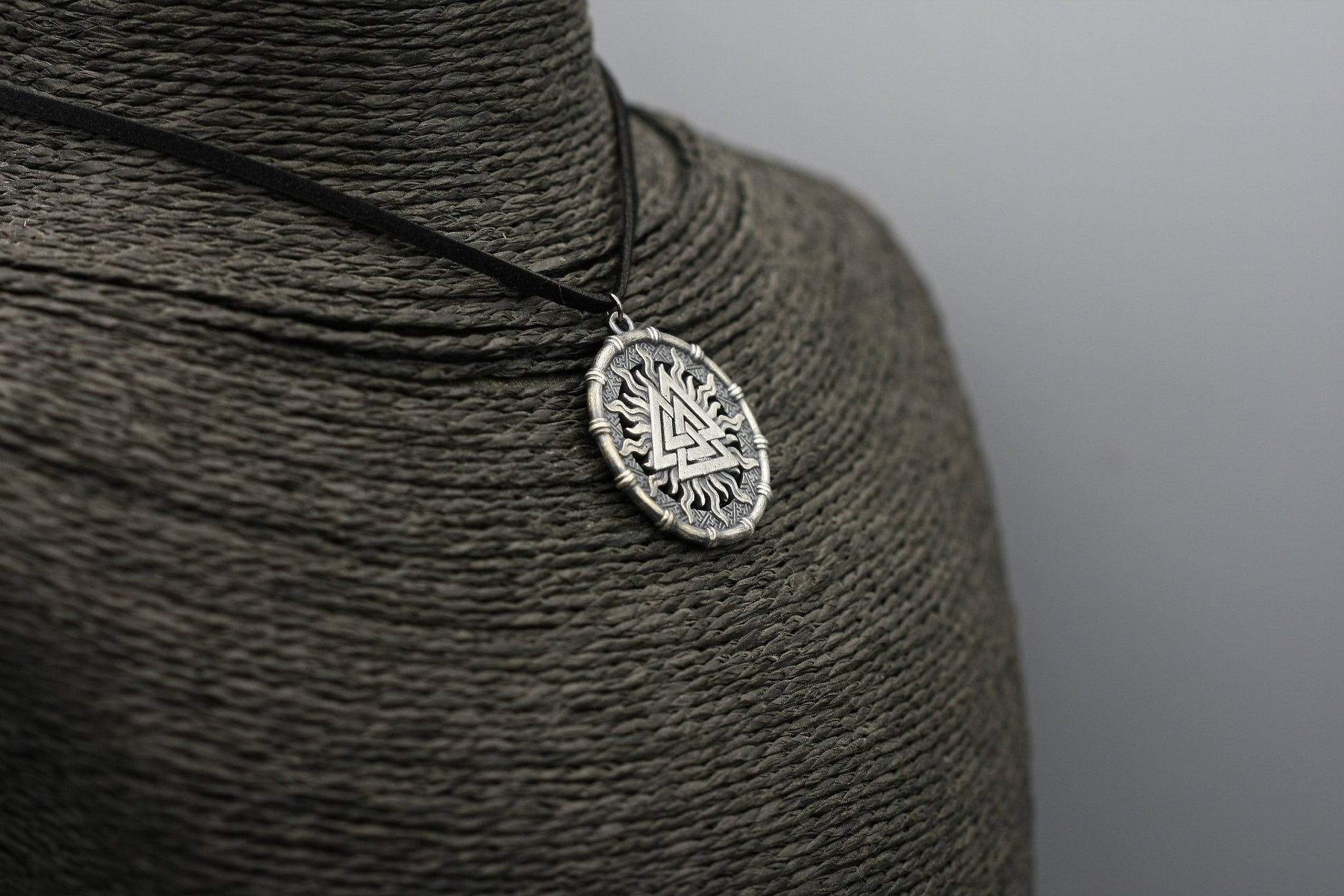 Valknut silver pendant, Viking necklace