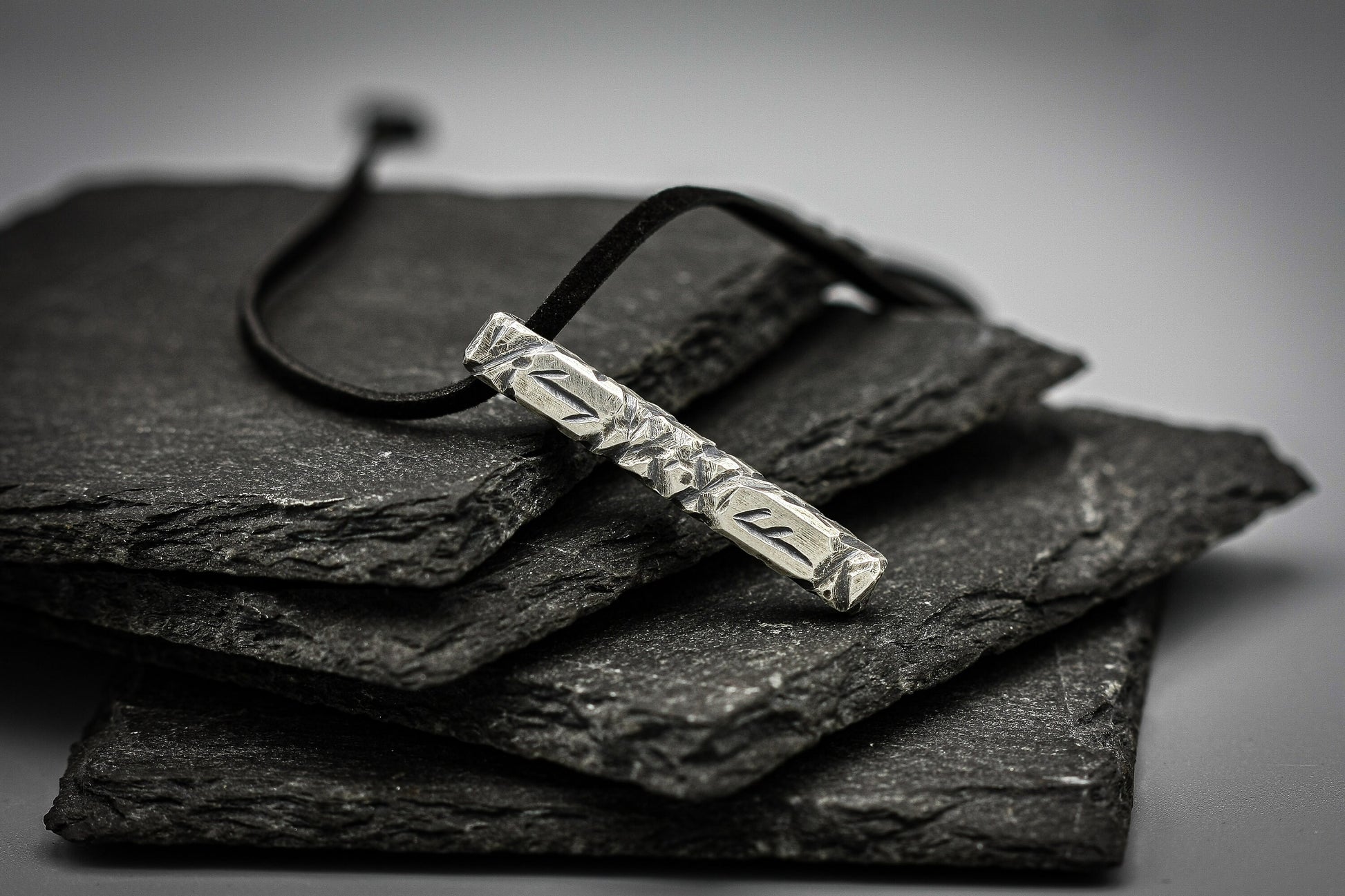 Ancient Viking rune necklace, personalized silver pendant, bar jewellery