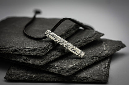 Ancient Viking rune necklace, personalized silver pendant, bar jewellery