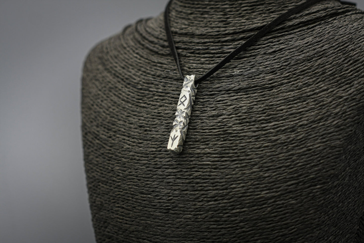 Ancient Viking rune necklace, personalized silver pendant, bar jewellery