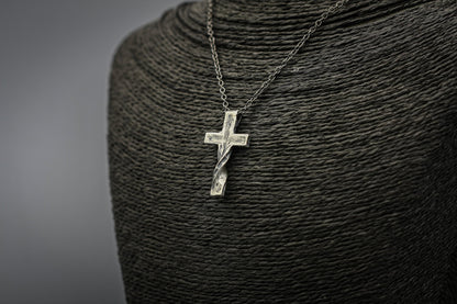 Rustic sterling silver cross, religious pendant, Christian jewellery.