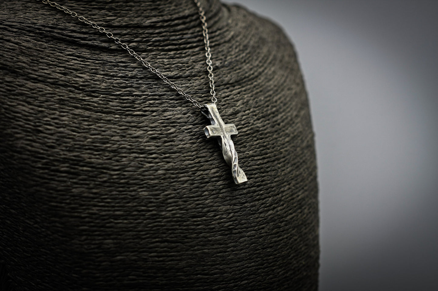 Rustic sterling silver cross, religious pendant, Christian jewellery.