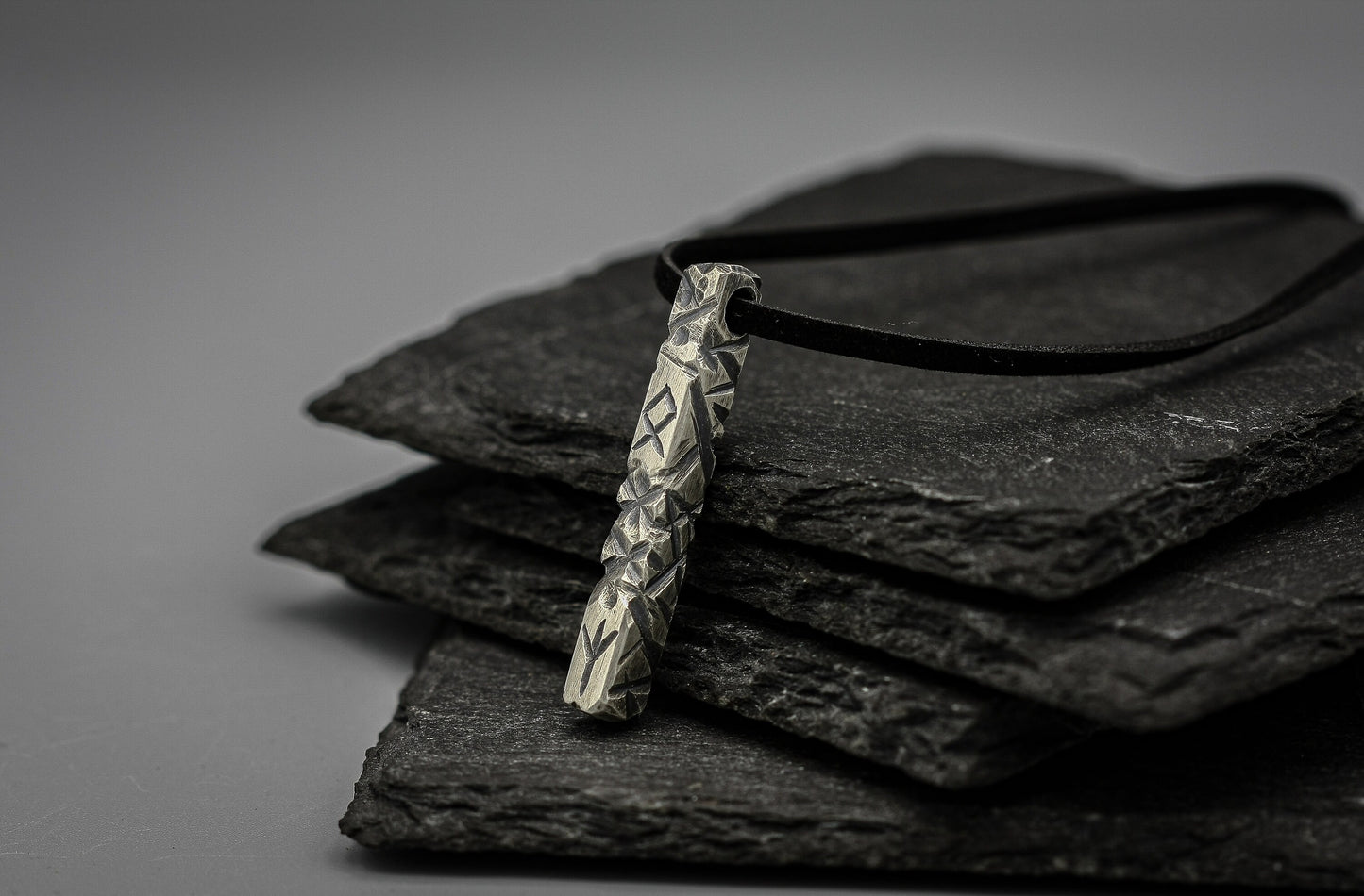 Ancient Viking rune necklace, personalized silver pendant, bar jewellery