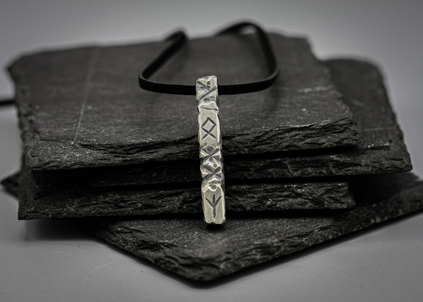 Ancient Viking rune necklace, personalized silver pendant, bar jewellery