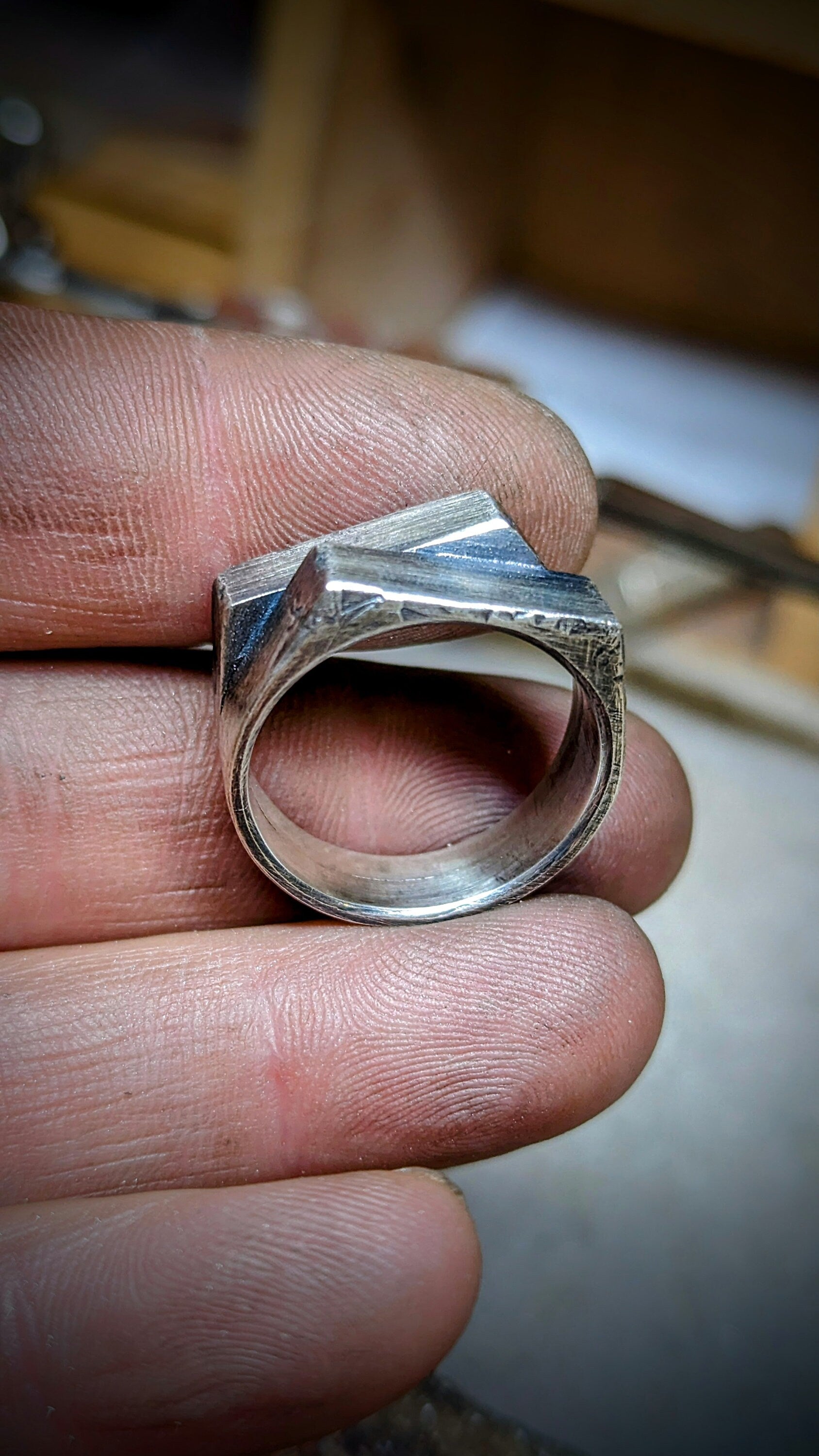 Sterling silver signet ring.