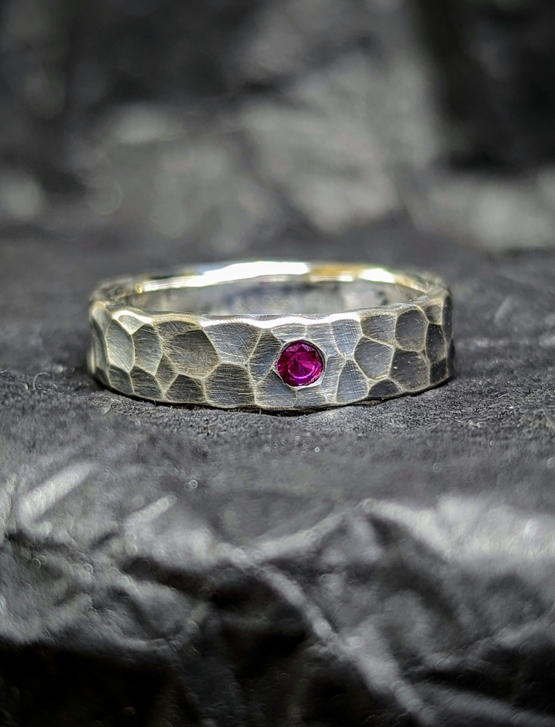 Ruby ring, Sterling silver band, unique engagement ring