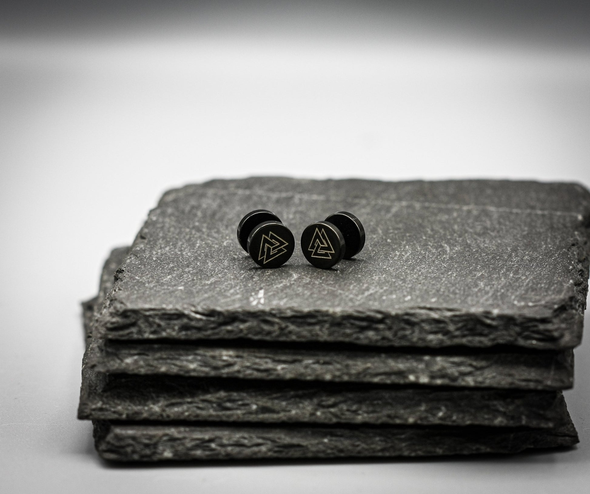 Valknut Black Stud earrings, Viking jewellery